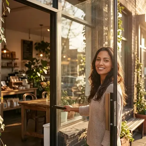 Opening day at her own café