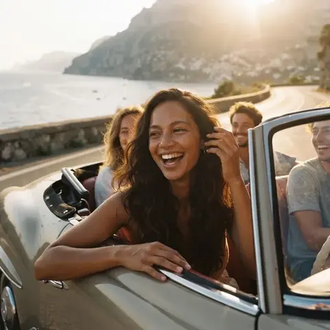 On a road trip with friends