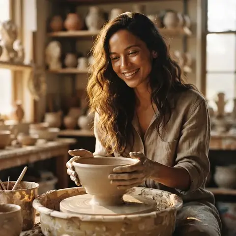 At a pottery wheel